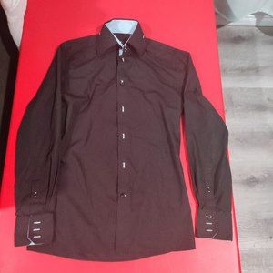 Uomo black casual button up long sleeve shirt  men's size S